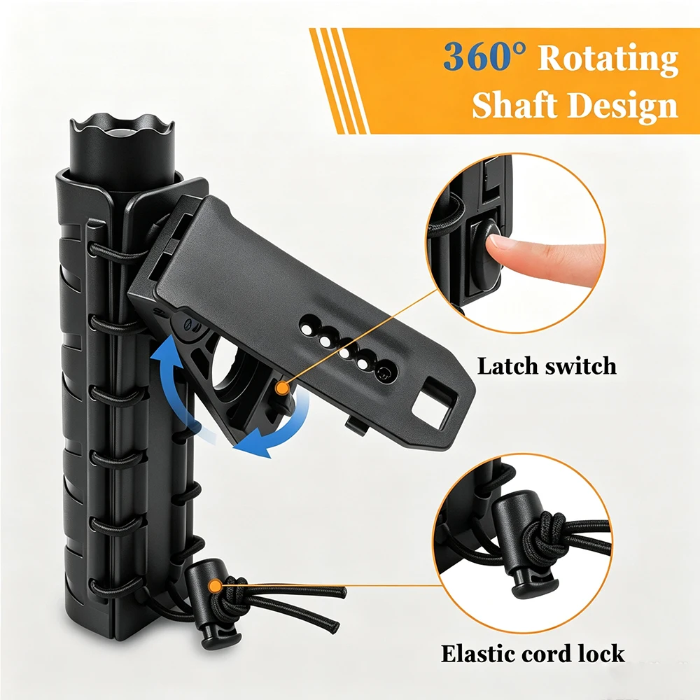 Porta porras 360° giratorio con clip MOLLE – Funda universal para bastón y spray - imagen 3
