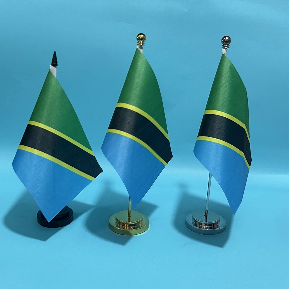 Bandera de escritorio de oficina de Tanzania 14x21cm