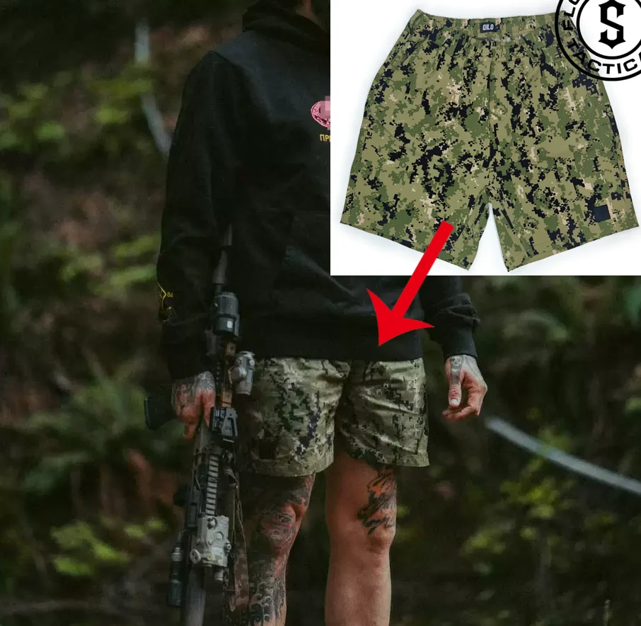 QILO Pantalones cortos tácticos camuflaje naranja transpirables