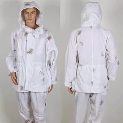 Traje táctico camuflaje blanco nieve: chaqueta y pantalón