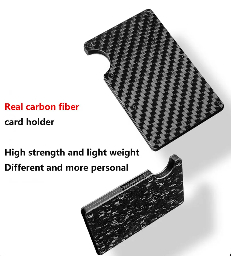 Portatarjetas RFID de aleación aluminio negro efecto fibra carbono - imagen 5