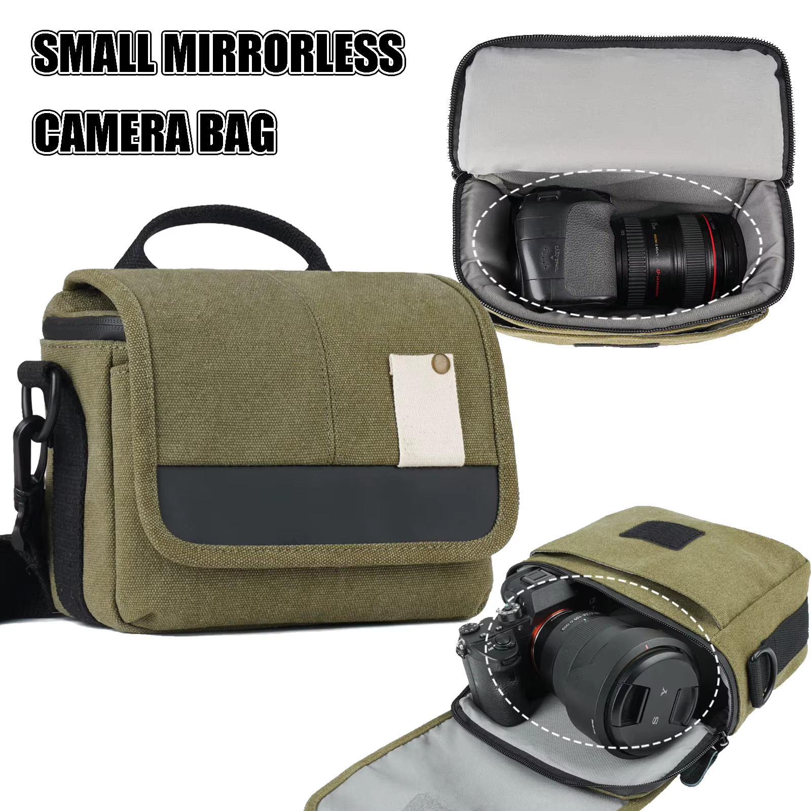 Bolso de cámara sin espejo portátil con bandolera protectora - imagen 3