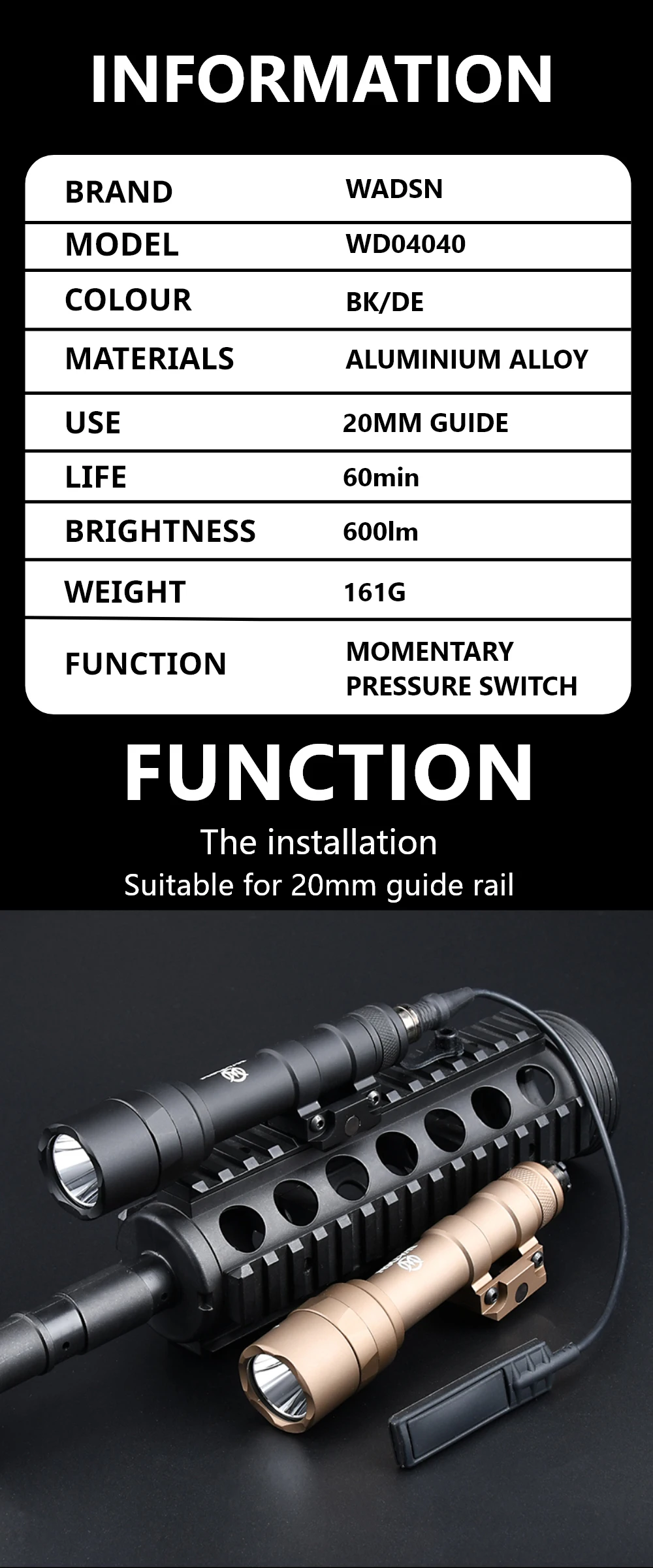 Linterna táctica M600U montada en rifle