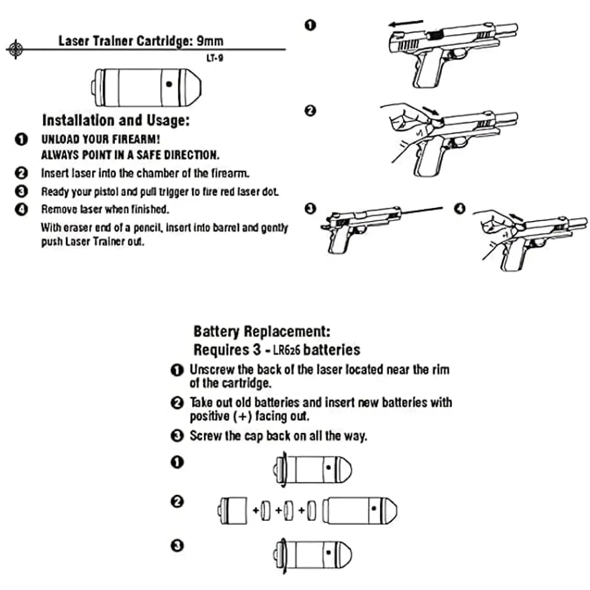 Cartucho de entrenamiento táctico 9mm láser rojo y verde para seco - imagen 5