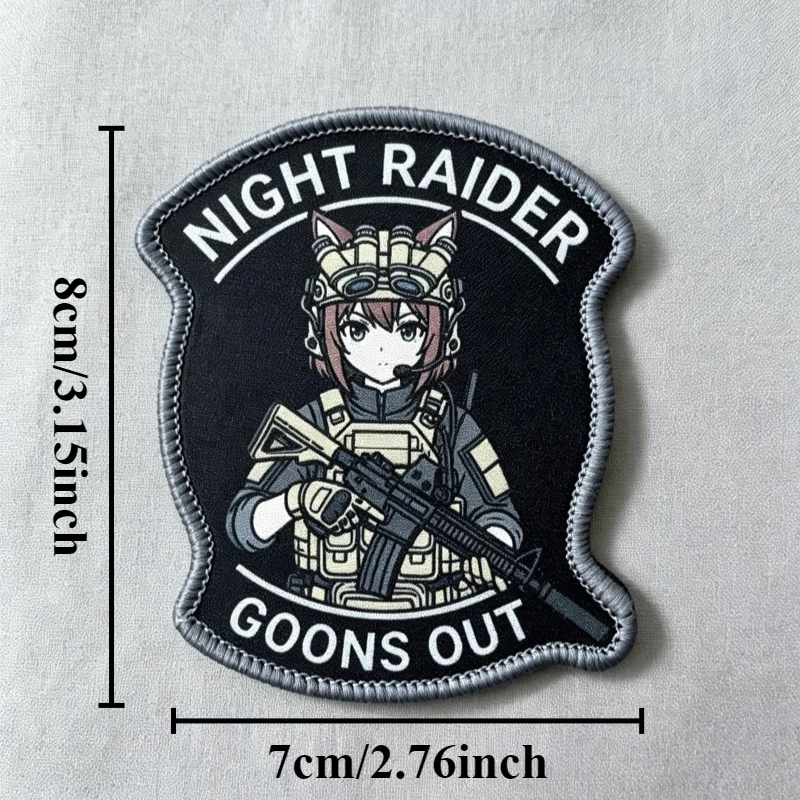 Parche táctico de chica anime con orejas de gato y velcro - imagen 4