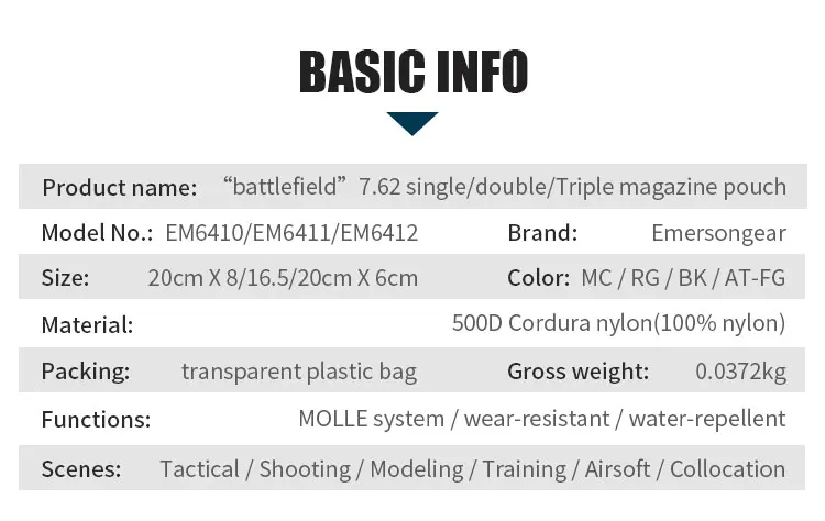 Sistema MOLLE de 6 filas para enganchar al chaleco/arnés