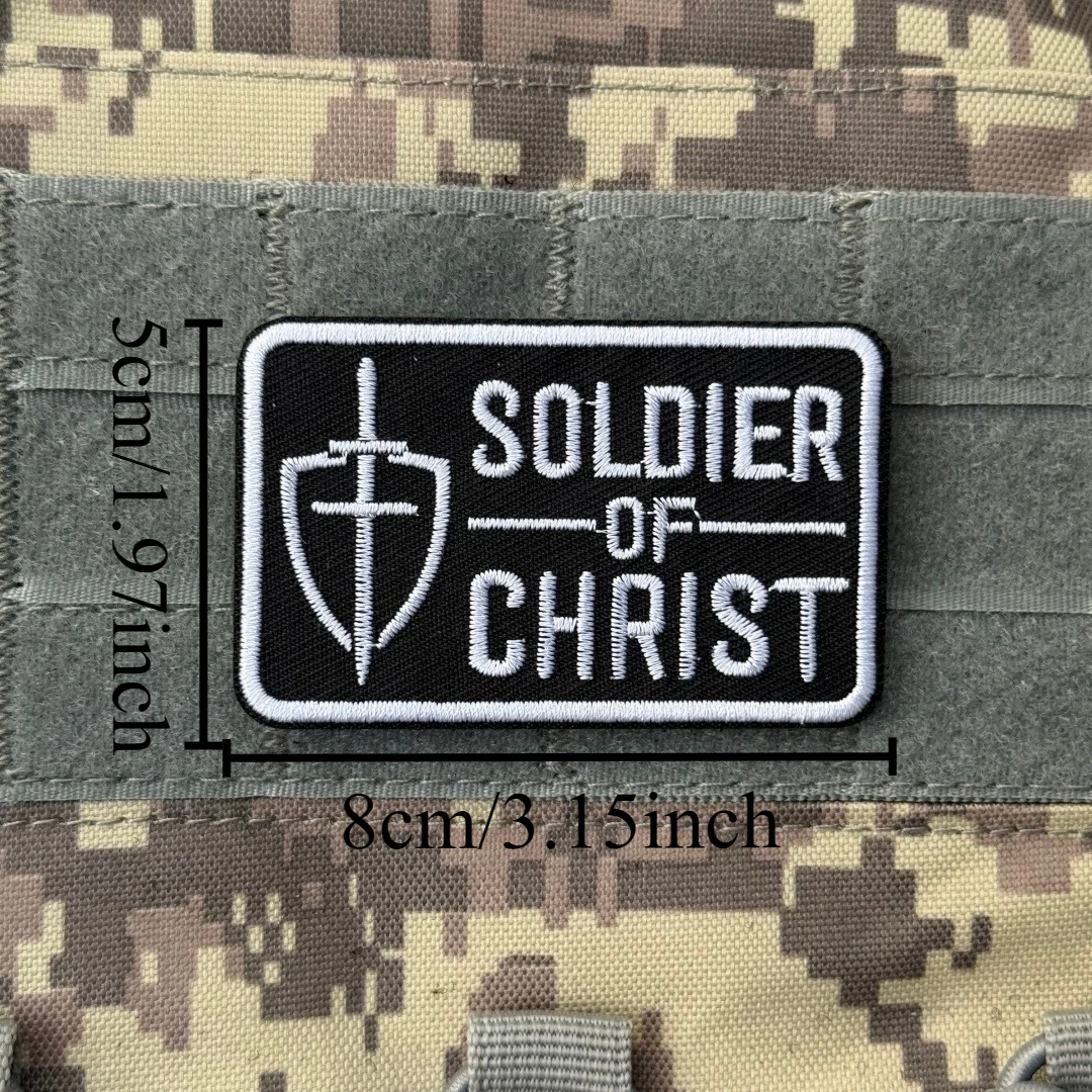 Parche táctico velcro bordado escudo cruzado soldado de Cristo