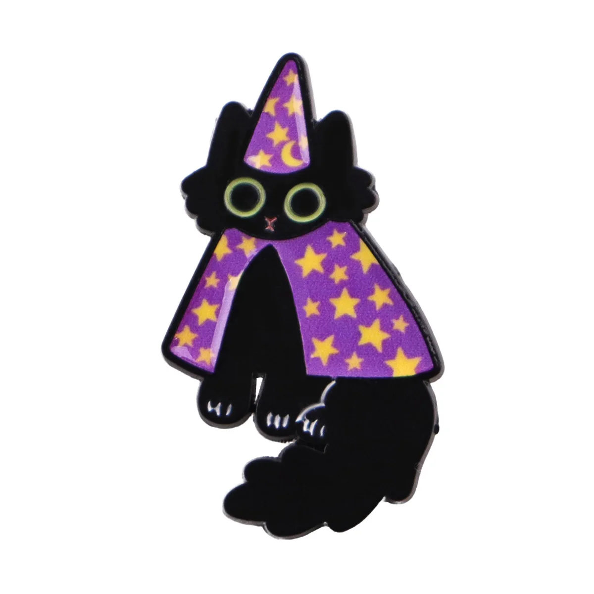 Pin esmaltado gato negro para solapa y mochila, broche de metal - imagen 3