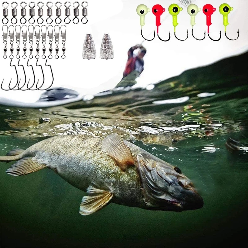 Kit de señuelos de pesca variados: jig, plomos y anzuelos - imagen 5