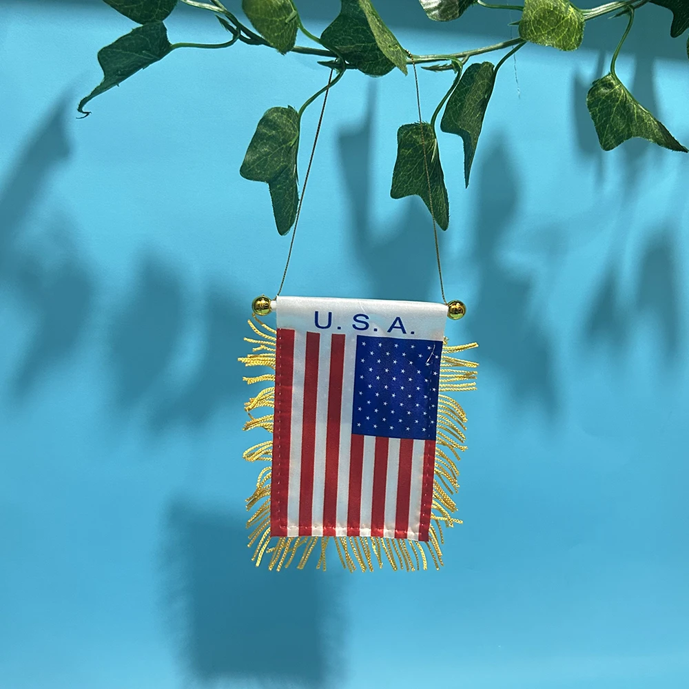 Bandera para ventana de coche mini EE. UU. poliéster doble cara