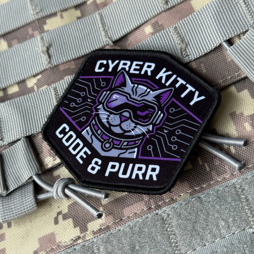 Parche velcro Cyber Kitty – Gato cyberpunk para chaleco y mochila táctica - imagen 5