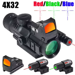 Mira táctica óptica combinada con retícula triiluminada y láser rojo