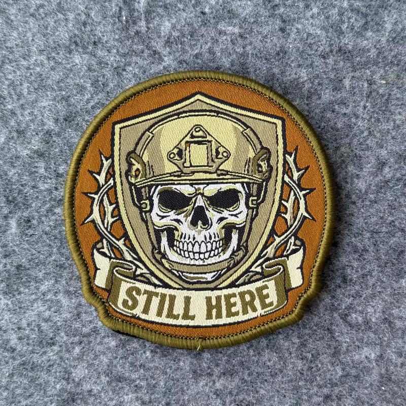 Parche táctico bordado calavera casco bombero, alambre de púas - imagen 4