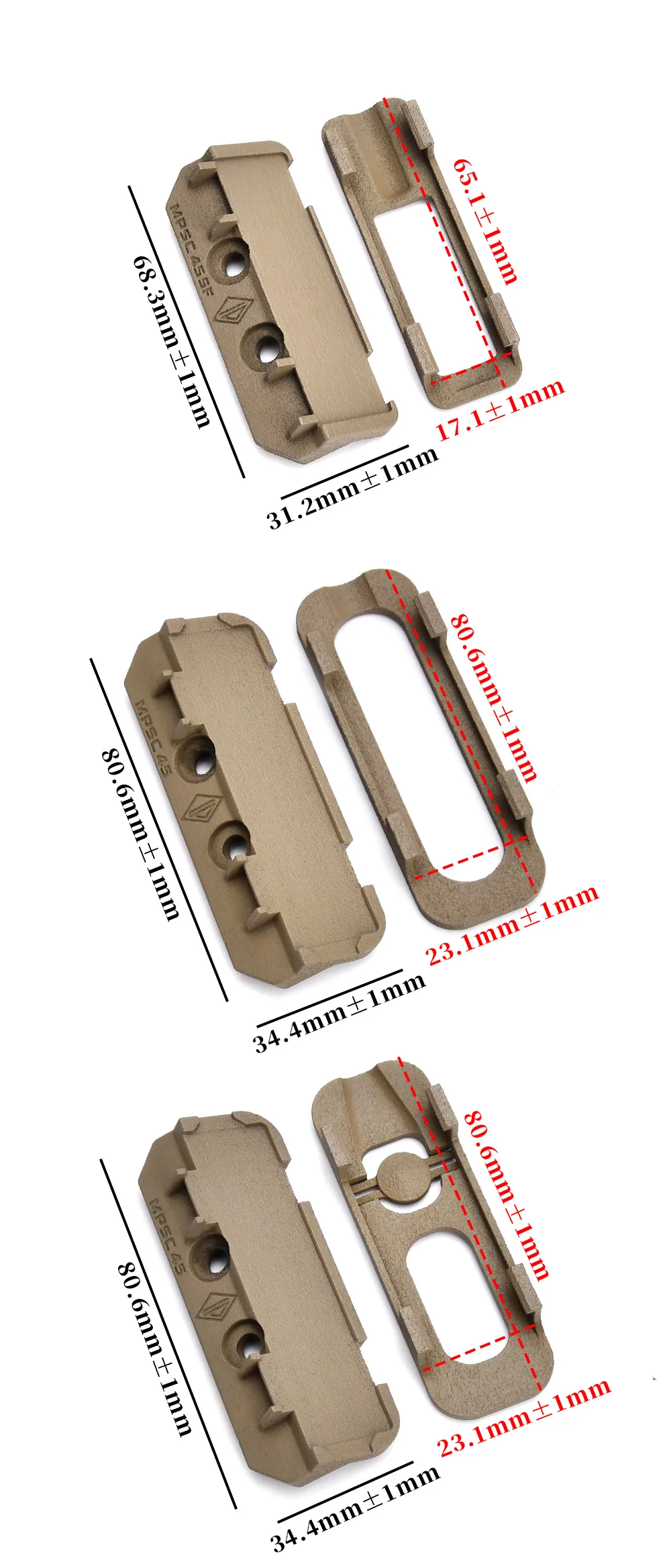 Vista lateral del interruptor MPSC 45 SF ST07 en rail de airsoft