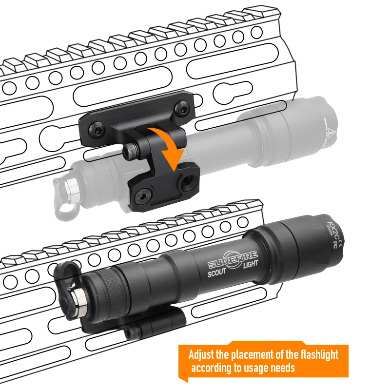 Base montaje rail Picatinny linterna táctica Surefire M300 M600 - imagen 3