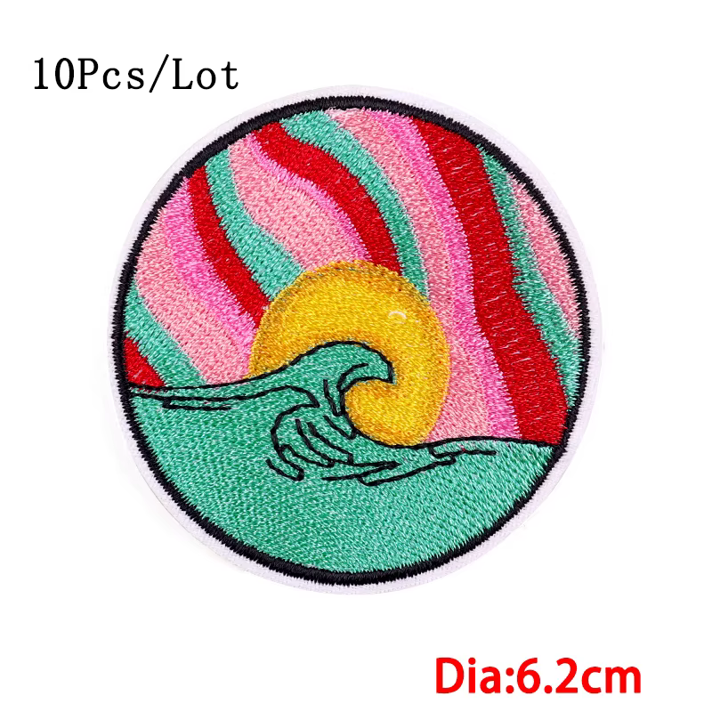 Parche bordado de olas - plancha en uso