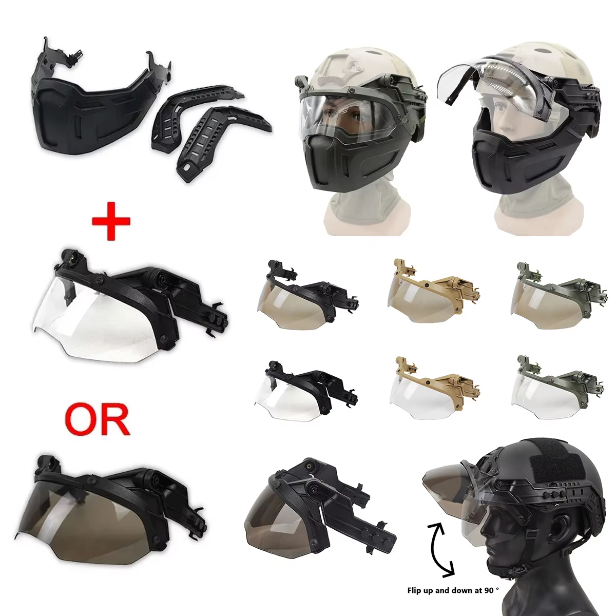 Casco táctico FAST con máscara media cara y gafas abatibles airsoft - imagen 3