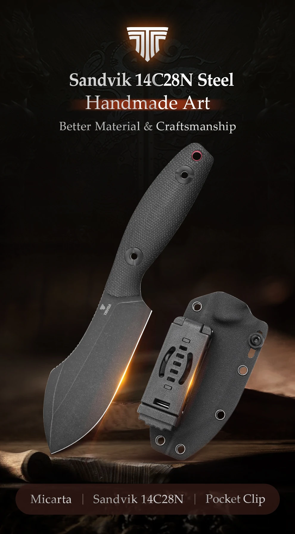 Cuchillo TRIVISA Straight Pumpkin-BM con funda Kydex