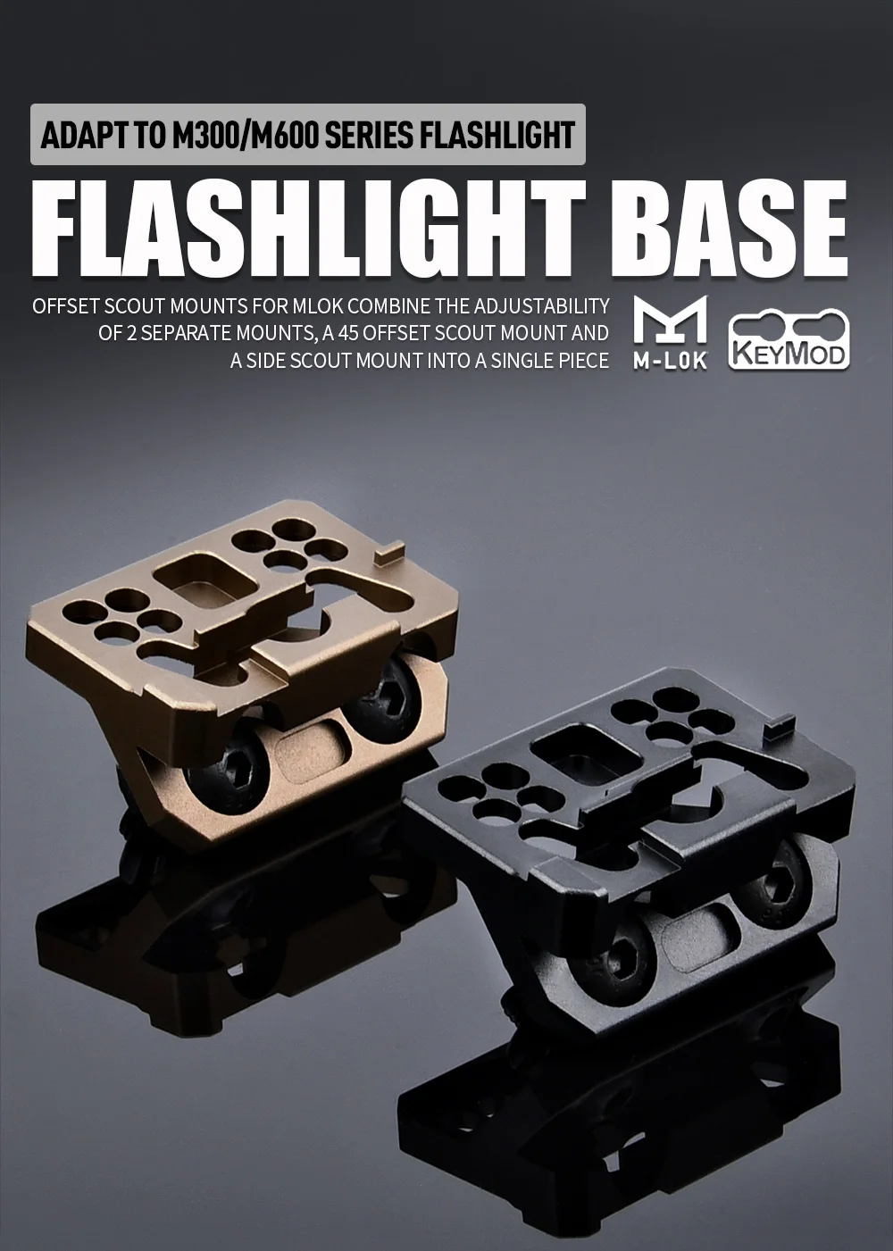 Base de montaje MLOK KEYMOD para linterna táctica