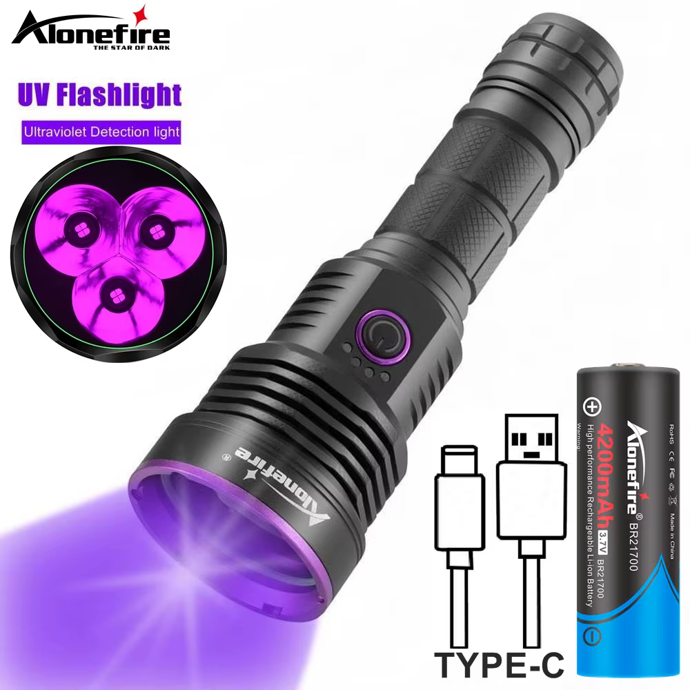 Linterna UV luz negra 60W recargable USB profesional