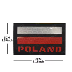 Parche reflectante Polonia IR – Bandera táctica militar PVC