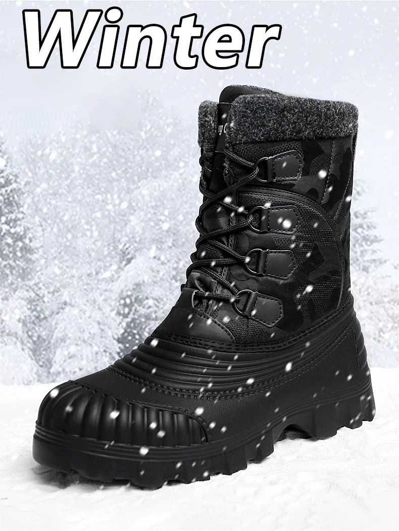 Botas de nieve cálidas exteriores de camuflaje