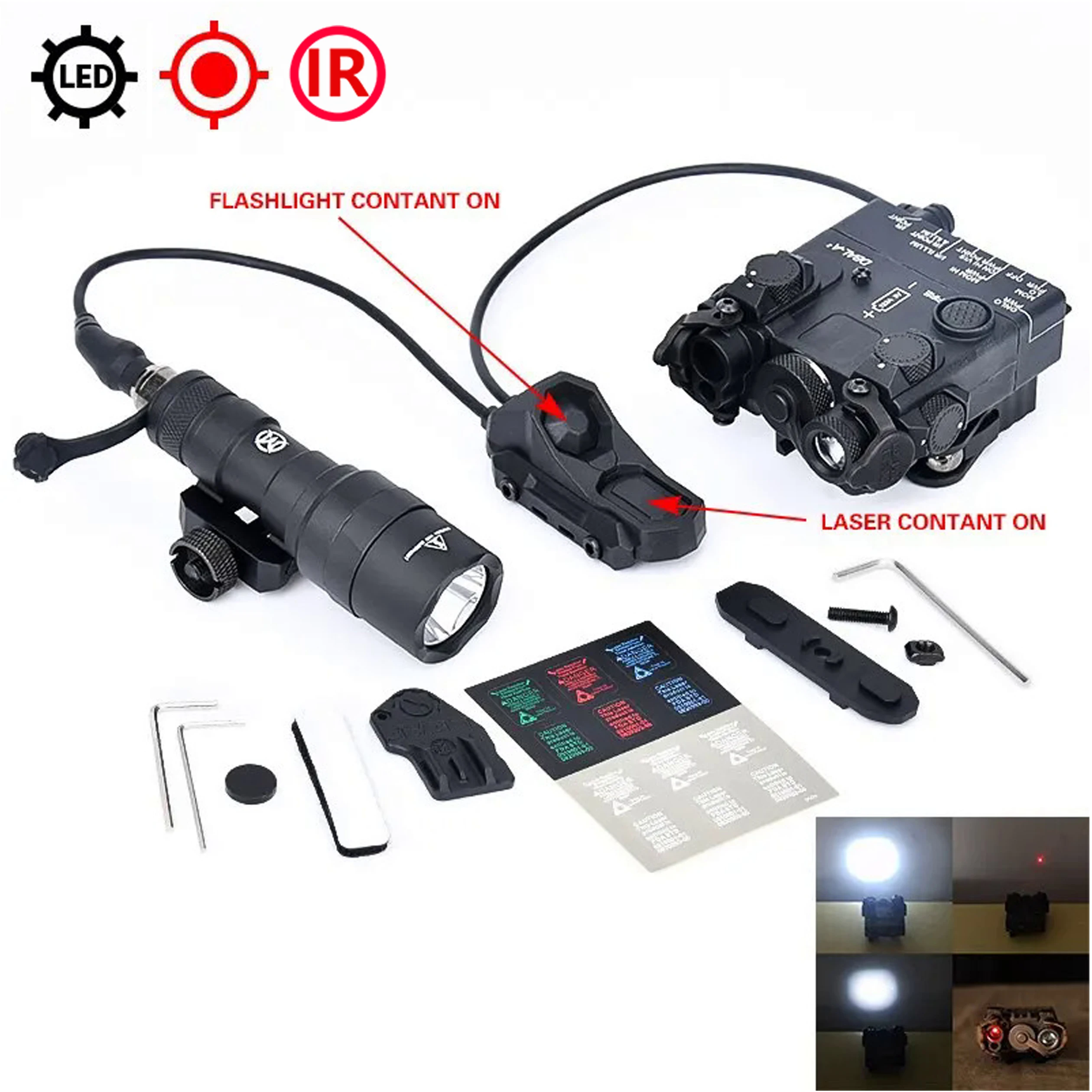 PEQ-15 Surefire indicador láser – Linterna táctica riel Picatinny 20mm, rojo verde azul