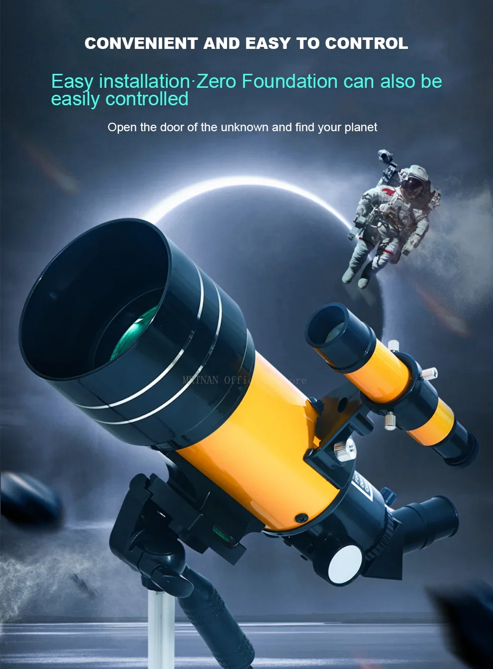 Telescopio apuntando al cielo nocturno