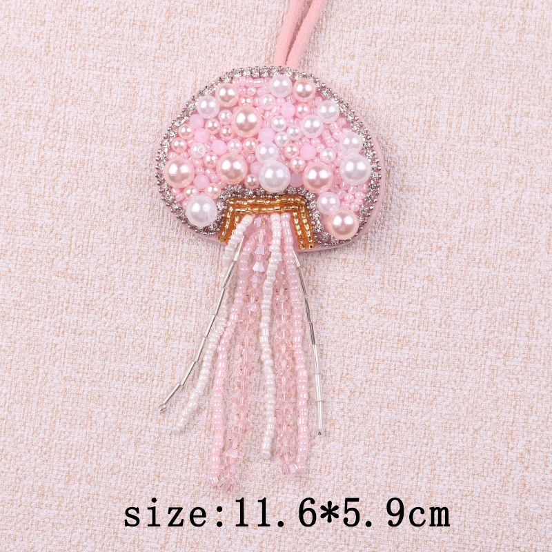 Llavero colgante cuentas de cristal con dije para mochila, rosa - imagen 2