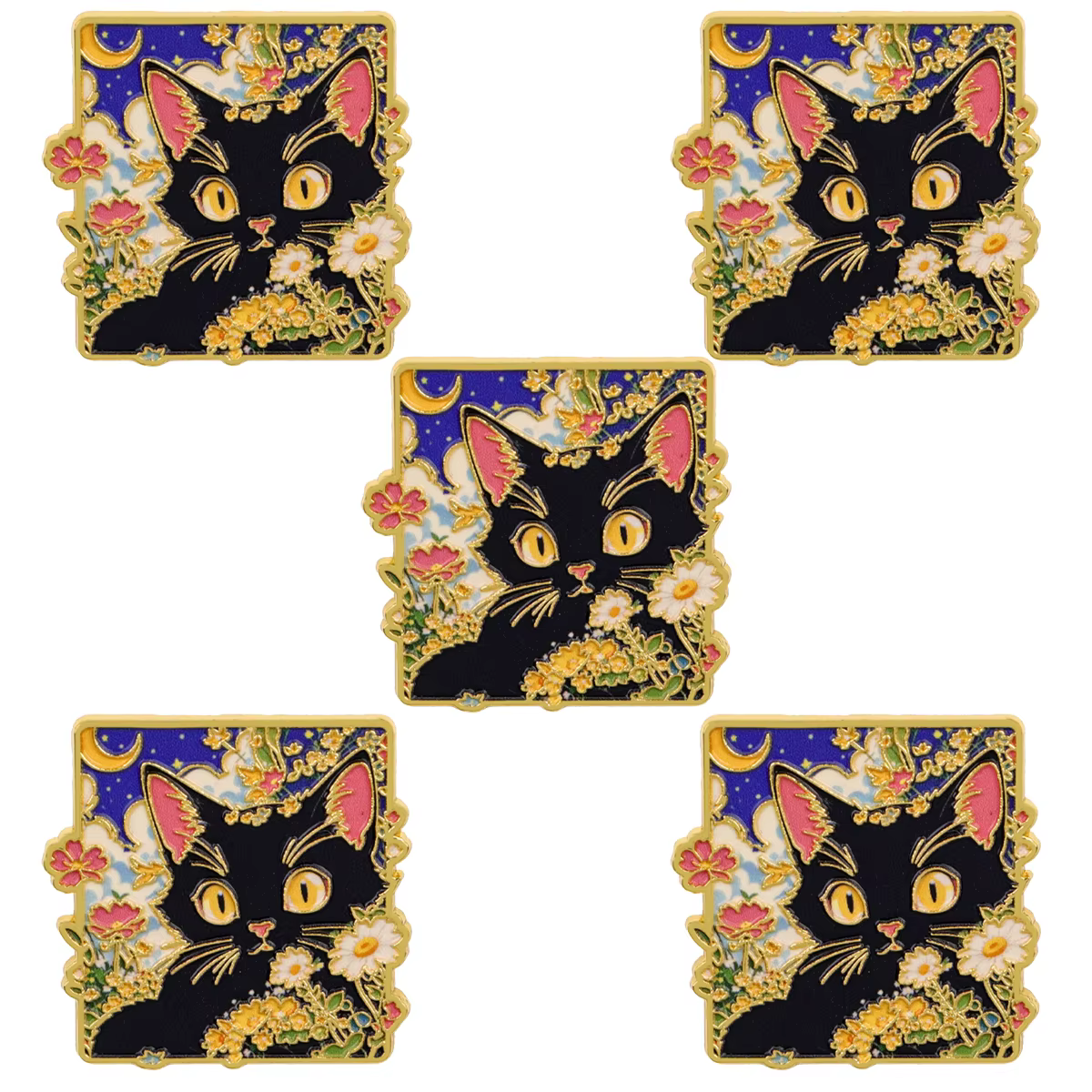 Broche metálico esmalte gato negro – pin para mochila y gorra - imagen 3