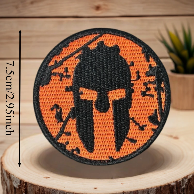 Parche bordado calavera espartana con velcro para chaleco y mochila - imagen 4