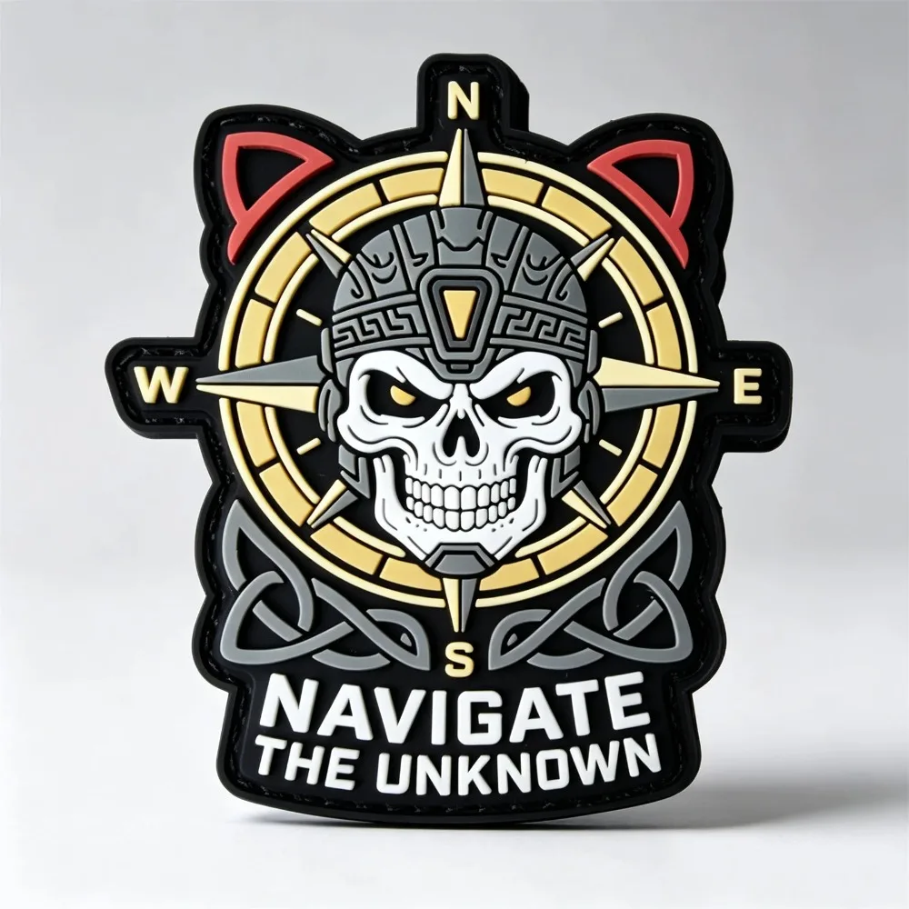 Parche 3D PVC brújula y calavera – Insignia tá - imagen 2