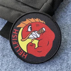 Parche táctico Hellfish con gancho y bucle para ropa y mochila