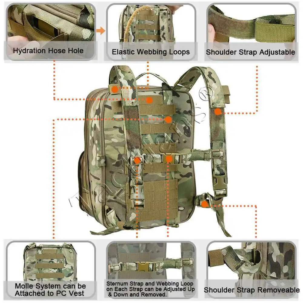Mochila táctica Flatpack D3 expandible MOLLE con hidratación - imagen 3