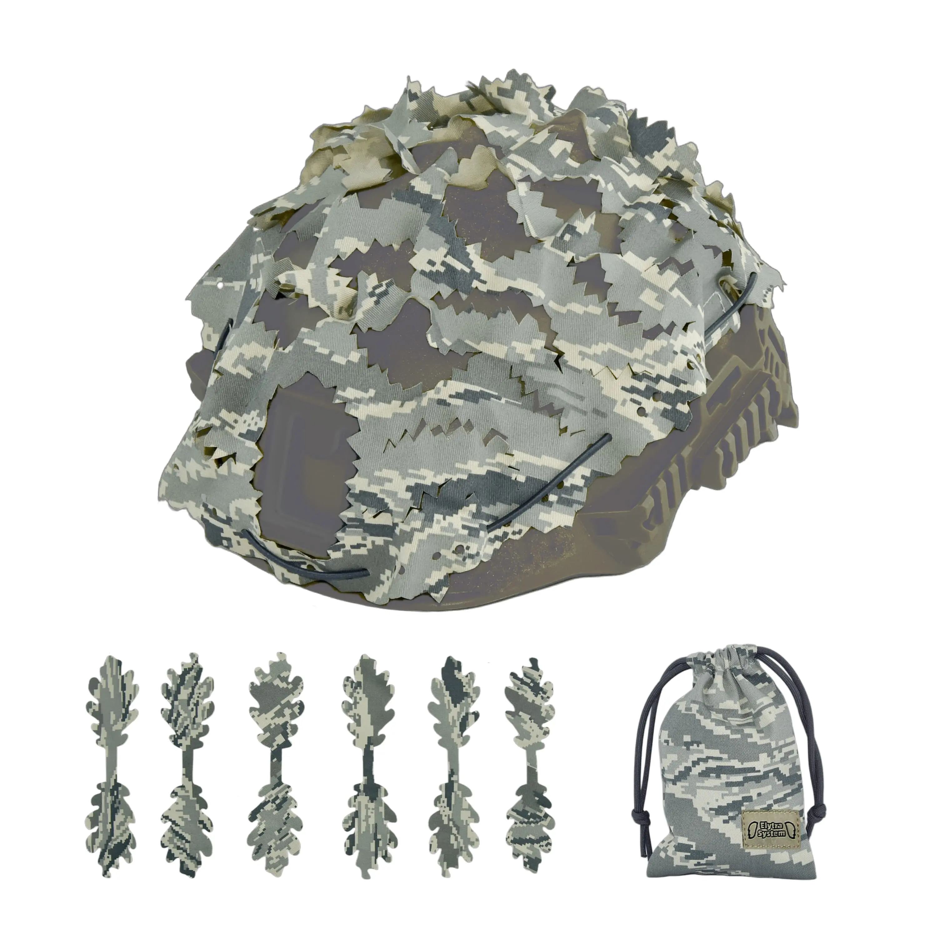 Funda de casco camuflada con corte láser irregular y bolsillo