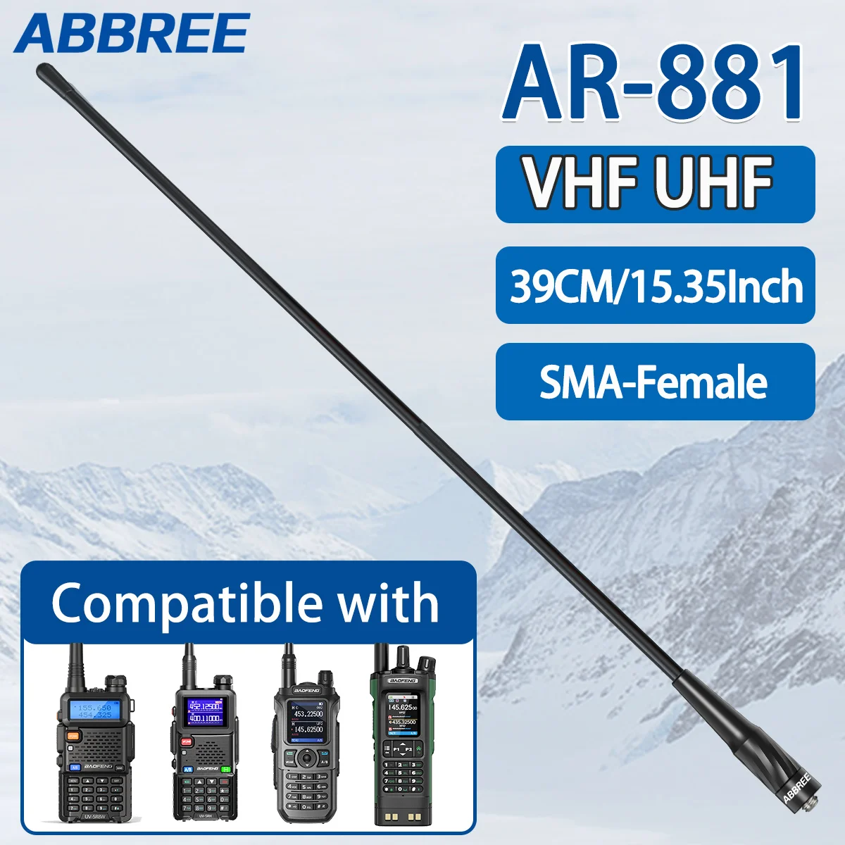 ABBREE AR-881 antena walkie talkie doble banda VHF/UHF SMA hembra - imagen 2