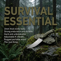 Cuchillo fijo compacto para exterior y emergencia de acampada