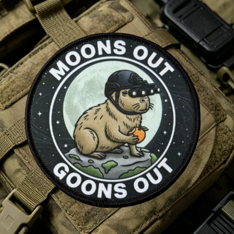 Parche táctica capibara luna con gancho y bucle para mochila - imagen 3