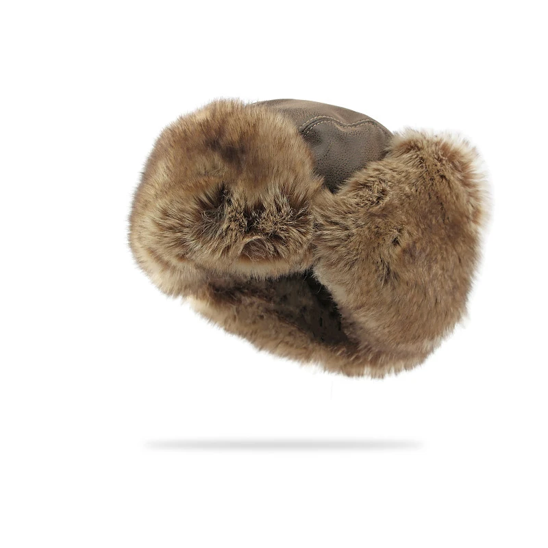 Gorro Ushanka aviador de invierno con orejeras y piel sintética - imagen 5