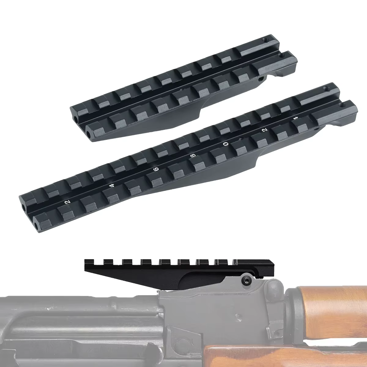 Soporte de riel trasero táctico AK instalado en rifle