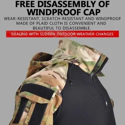 Camisa táctica camuflaje secado rápido manga larga capucha desmontable