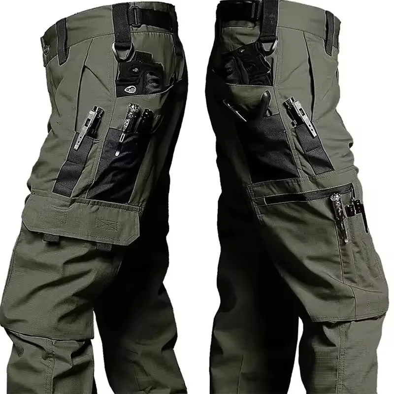 Pantalones tácticos cargo impermeables hombre con múltiples bolsillos