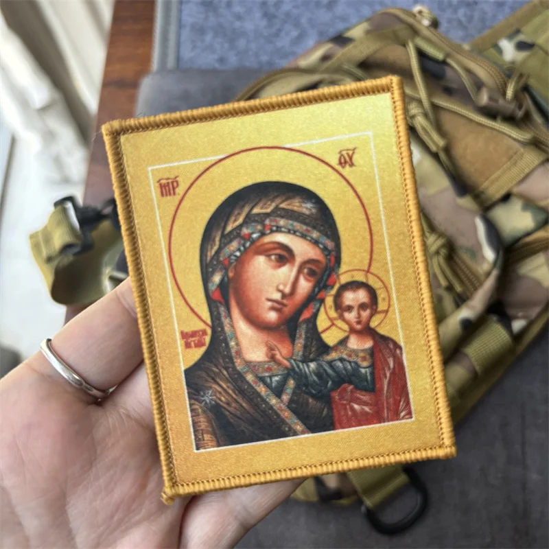 Parche táctico Virgen María y Jesús gancho-bucle para mochila - imagen 2