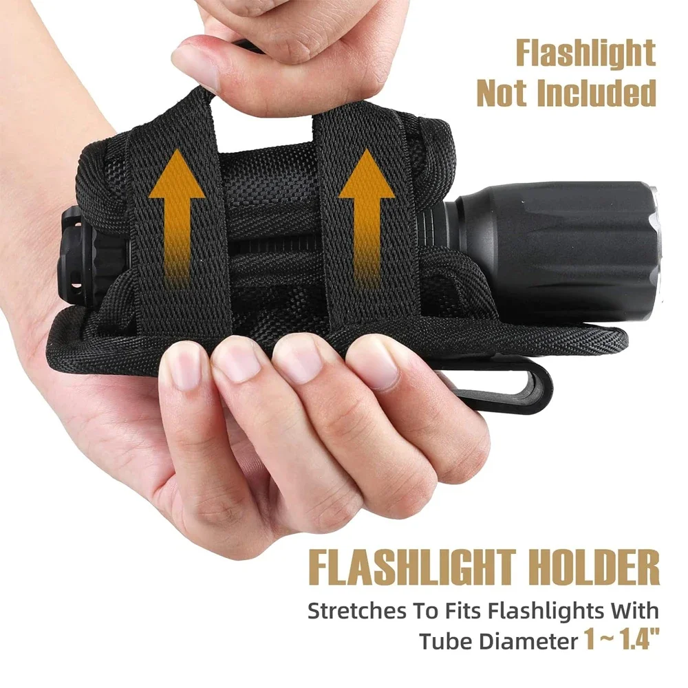 Funda linterna táctica giratoria con clip mosquetón para cinturón - imagen 4