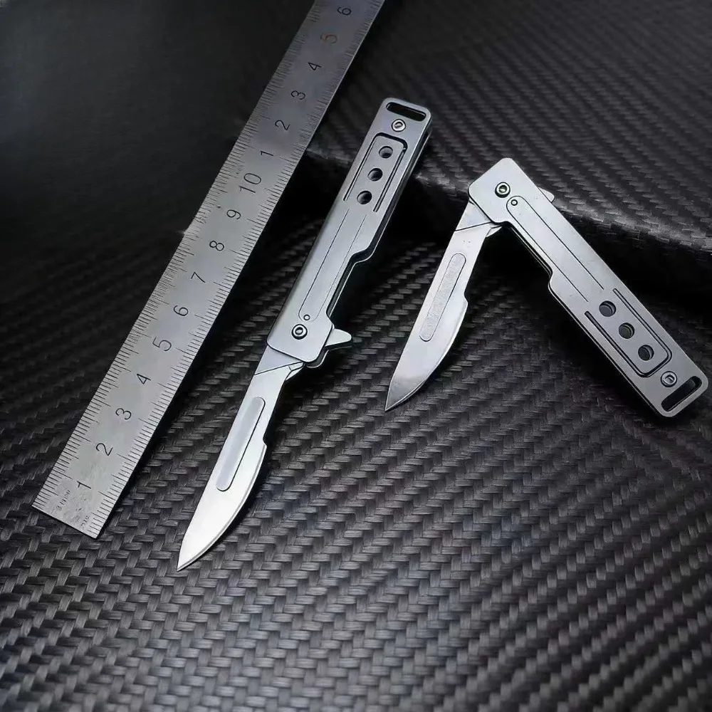 Cuchillo EDC plegable de acero inoxidable con cuchilla intercambiable - imagen 4