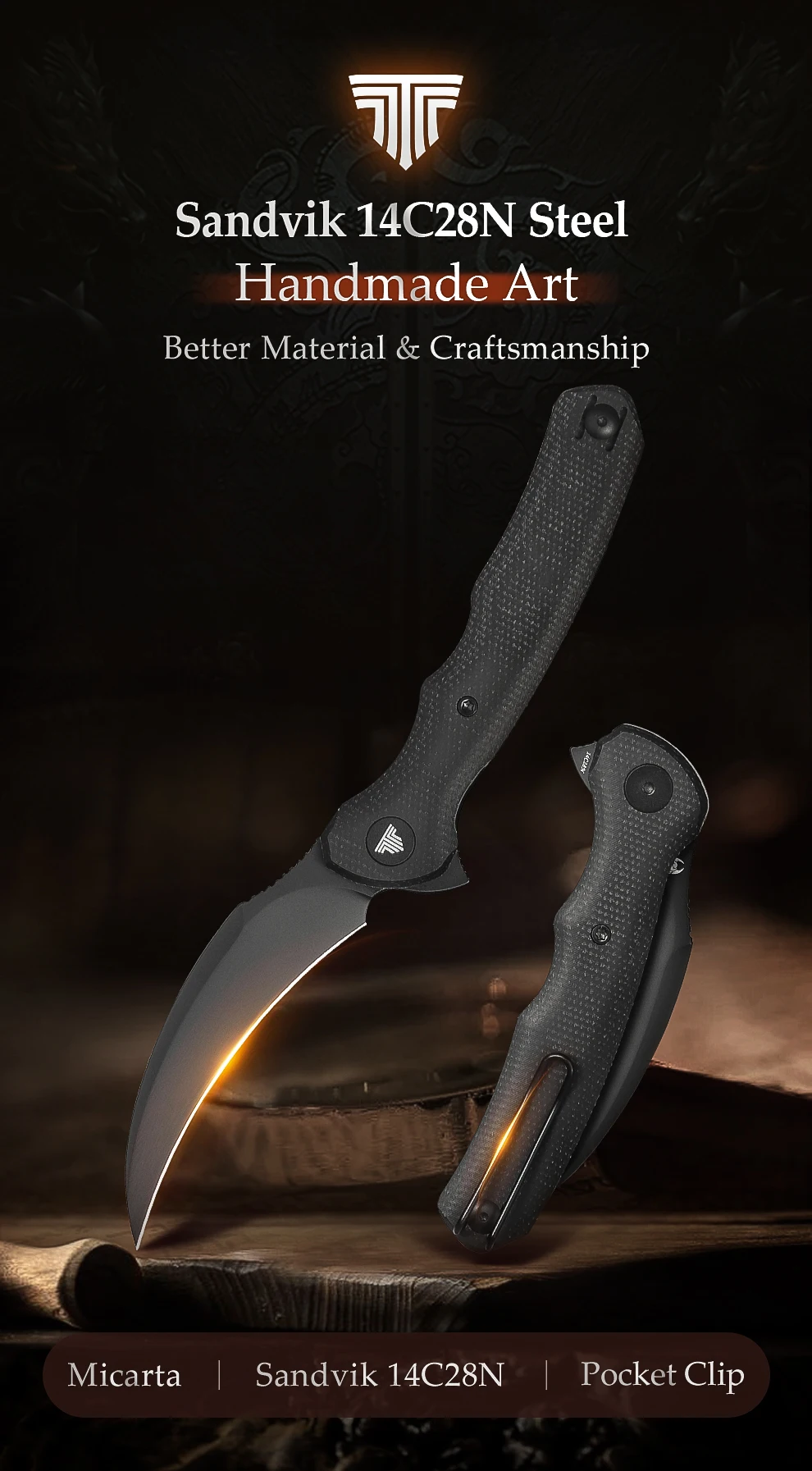 Cuchillo plegable TRIVISA Lacerta-04B EDC en detalle