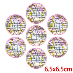 Parches bordados disco rosa brillante con lazo para chaquetas