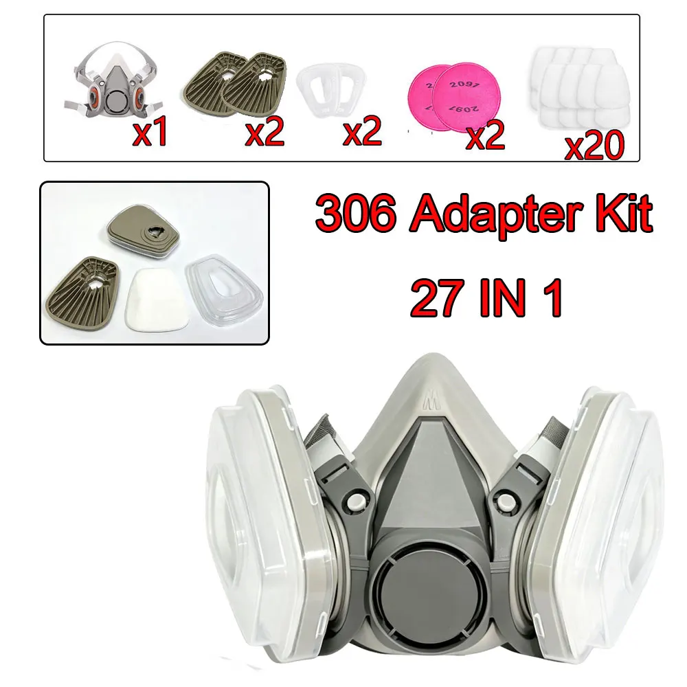3M Mascarilla media cara 6200 con adaptador de filtro 306 antipolvo - imagen 3