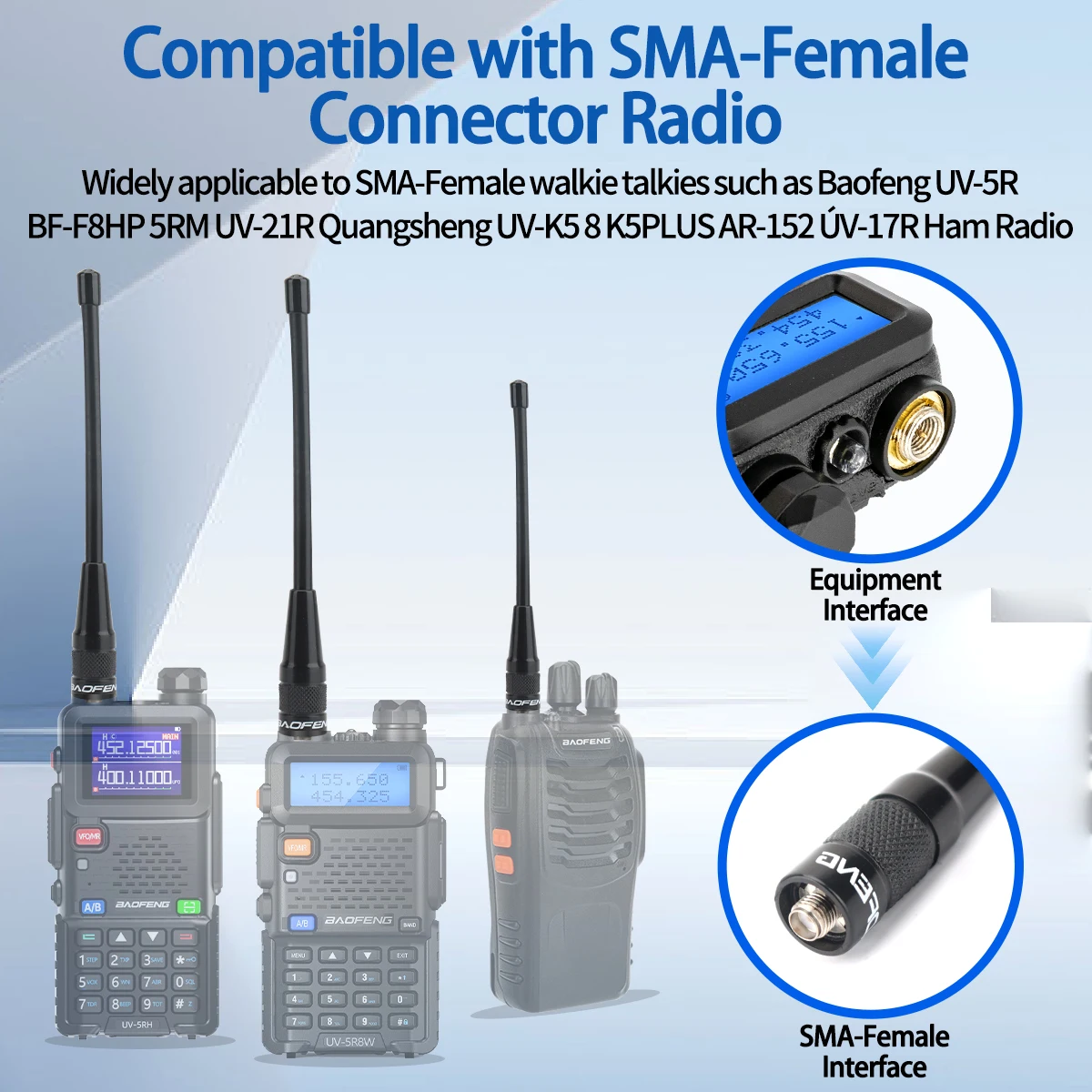 Antena Baofeng BF-701 PRO VHF UHF alta ganancia SMA - imagen 5