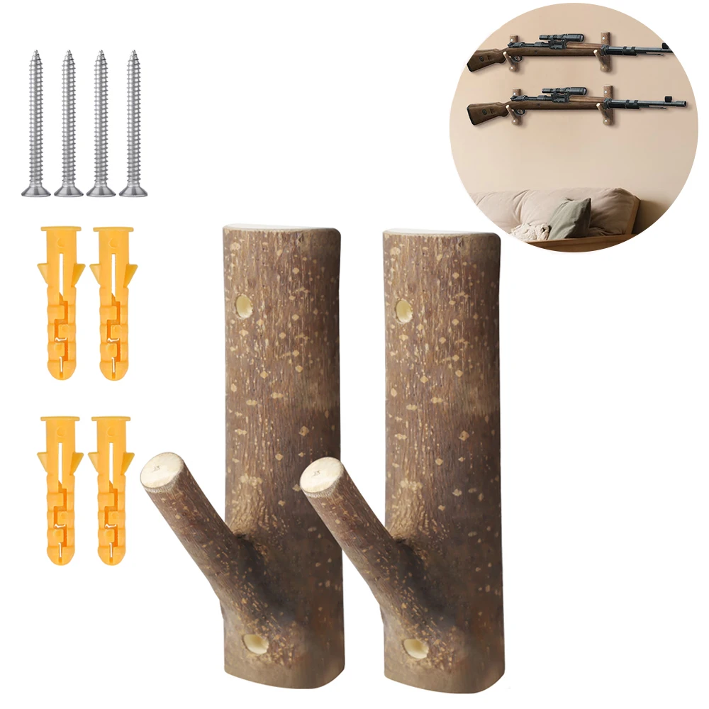 Soporte de pared para escopeta y pistola de madera estilo rama - imagen 4